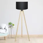 Lampadar Newport negru cu trepied din lemn pentru living