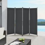 Paravan exterior Modica 170x215 cm, negru, 4 panouri, pro.tec