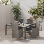 Set mobilier de exterior cu perne, 5 piese, gri, poliratan GartenMobel Dekor