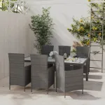 Set mobilier de grădină cu perne, 7 piese, gri, poliratan GartenMobel Dekor