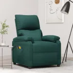 Fotoliu de masaj electric, verde închis, material textil GartenMobel Dekor