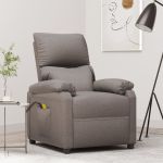 Fotoliu de masaj electric rabatabil, gri taupe, textil GartenMobel Dekor
