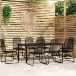 Set de mobilier pentru grădină, 9 piese, negru GartenMobel Dekor