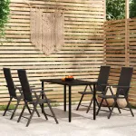 Set de servit masa pentru grădină, 5 piese, negru GartenMobel Dekor