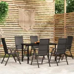Set de servit masa pentru grădină, 7 piese, negru GartenMobel Dekor