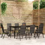 Set mobilier de grădină, 9 piese, negru GartenMobel Dekor