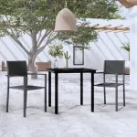 Set de mobilier de grădină, 3 piese, negru GartenMobel Dekor