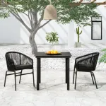 Set de mobilier pentru grădină, 3 piese, negru GartenMobel Dekor
