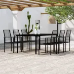 Set de mobilier pentru grădină, 7 piese, negru GartenMobel Dekor
