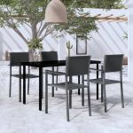 Set de servit masa pentru grădină, 5 piese, negru GartenMobel Dekor