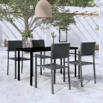Set de servit masa pentru grădină, 5 piese, negru GartenMobel Dekor