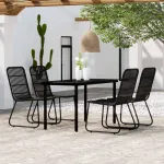 Set de servit masa pentru grădină, 5 piese, negru GartenMobel Dekor