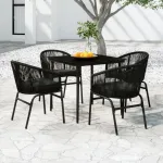 Set de servit masa pentru grădină, 5 piese, negru GartenMobel Dekor