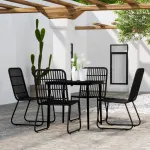 Set de servit masa pentru grădină, 5 piese, negru GartenMobel Dekor
