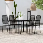 Set de servit masa pentru grădină, 5 piese, negru GartenMobel Dekor