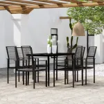 Set de servit masa pentru grădină, 7 piese, negru GartenMobel Dekor