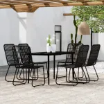 Set de servit masa pentru grădină, 7 piese, negru GartenMobel Dekor