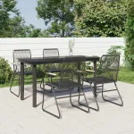 Set mobilier de grădină, 5 piese, negru, ratan PVC GartenMobel Dekor