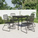 Set mobilier de grădină, 5 piese, negru, ratan PVC GartenMobel Dekor