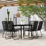 Set mobilier de grădină, 7 piese, negru GartenMobel Dekor