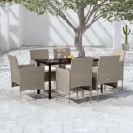 Set de masă pentru grădină, 5 piese, cu perne, bej și negru GartenMobel Dekor