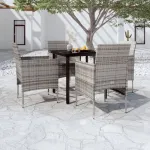 Set de servit masa pentru grădină, 5 piese, gri și negru GartenMobel Dekor