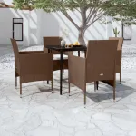 Set de servit masa pentru grădină, 5 piese, maro și negru GartenMobel Dekor