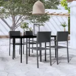 Set de servit masa pentru grădină, 5 piese, negru GartenMobel Dekor