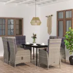 Set de servit masa pentru grădină, 7 piese, gri și negru GartenMobel Dekor