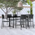 Set de servit masa pentru grădină, 7 piese, negru GartenMobel Dekor