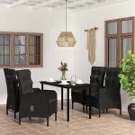 Set masă pentru grădină, 5 piese, cu perne, negru GartenMobel Dekor