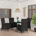 Set masă pentru grădină, 5 piese, cu perne, negru GartenMobel Dekor