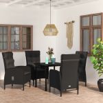 Set masă pentru grădină, 5 piese, cu perne, negru GartenMobel Dekor