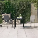 Set mobilier de grădină, 3 piese, gri și negru GartenMobel Dekor