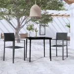 Set mobilier de grădină, 3 piese, negru GartenMobel Dekor