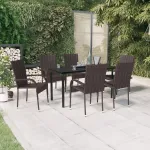 Set mobilier de grădină, 7 piese, maro și negru GartenMobel Dekor