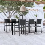 Set mobilier de grădină, 7 piese, negru GartenMobel Dekor