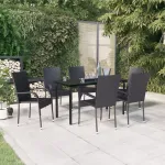 Set mobilier de grădină, 7 piese, negru GartenMobel Dekor