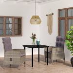 Set mobilier de grădină, cu perne, 3 piese, gri și negru GartenMobel Dekor