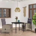 Set mobilier de grădină, cu perne, 3 piese, gri și negru GartenMobel Dekor