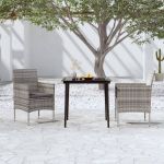 Set mobilier de grădină, cu perne, 3 piese, gri și negru GartenMobel Dekor