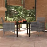 Set mobilier de grădină, cu perne, 3 piese, gri și negru GartenMobel Dekor
