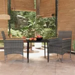 Set mobilier de grădină, cu perne, 3 piese, gri și negru GartenMobel Dekor