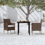 Set mobilier de grădină, cu perne, 3 piese, maro și negru GartenMobel Dekor