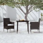 Set mobilier de grădină cu perne, 3 piese, negru GartenMobel Dekor