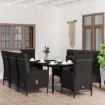 Set mobilier de grădină cu perne, 9 piese, negru GartenMobel Dekor