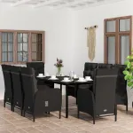 Set mobilier de grădină cu perne, 9 piese, negru GartenMobel Dekor