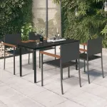 Set de mobilier pentru grădină, 5 piese, negru GartenMobel Dekor