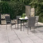 Set de servit masa pentru grădină, 5 piese, gri și negru GartenMobel Dekor