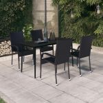 Set de servit masa pentru grădină, 5 piese, negru GartenMobel Dekor